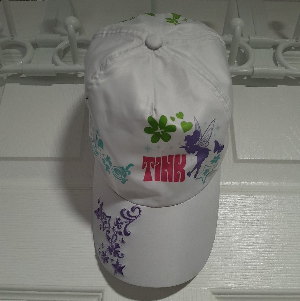 Disney Tinkerbell White Cap with Purple and Green Accents